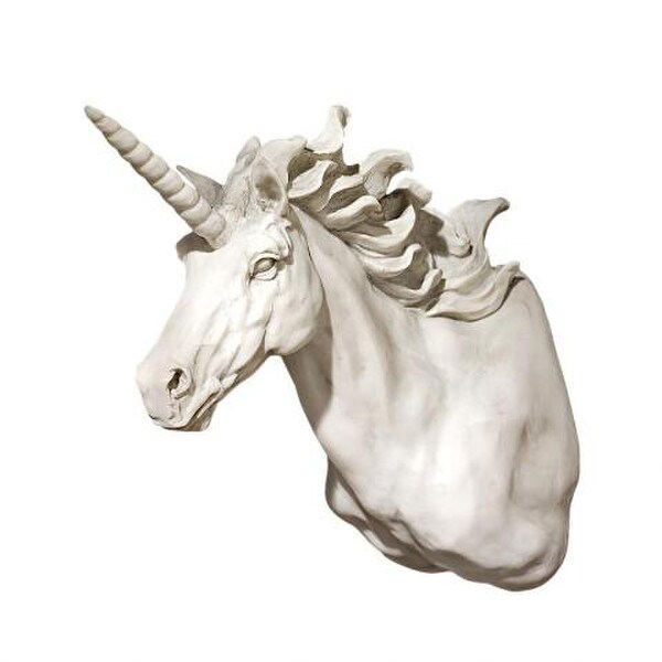 Unicorn Wall Sculpture Bust Horn Horse Decor Hanging Alicorn Head